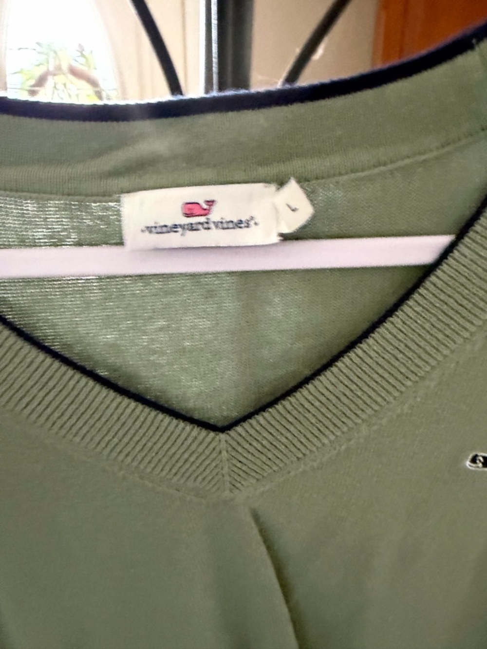 Vineyard Vines Women's V-Neck Sweater in Olive - Picture 2 of 3